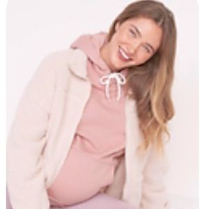 Maternity cozy Sherpa zip-front sweatshirt